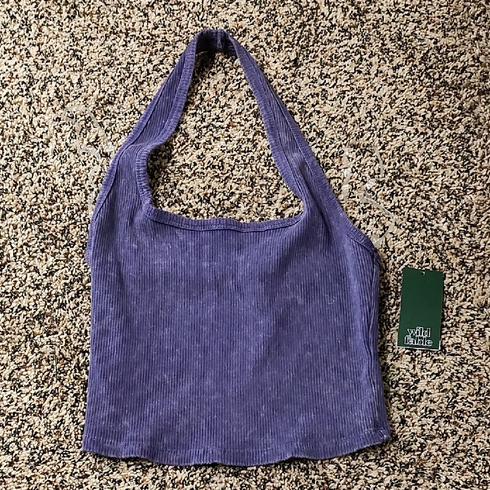 Wild Fable | Purple Ribbed Halter Top